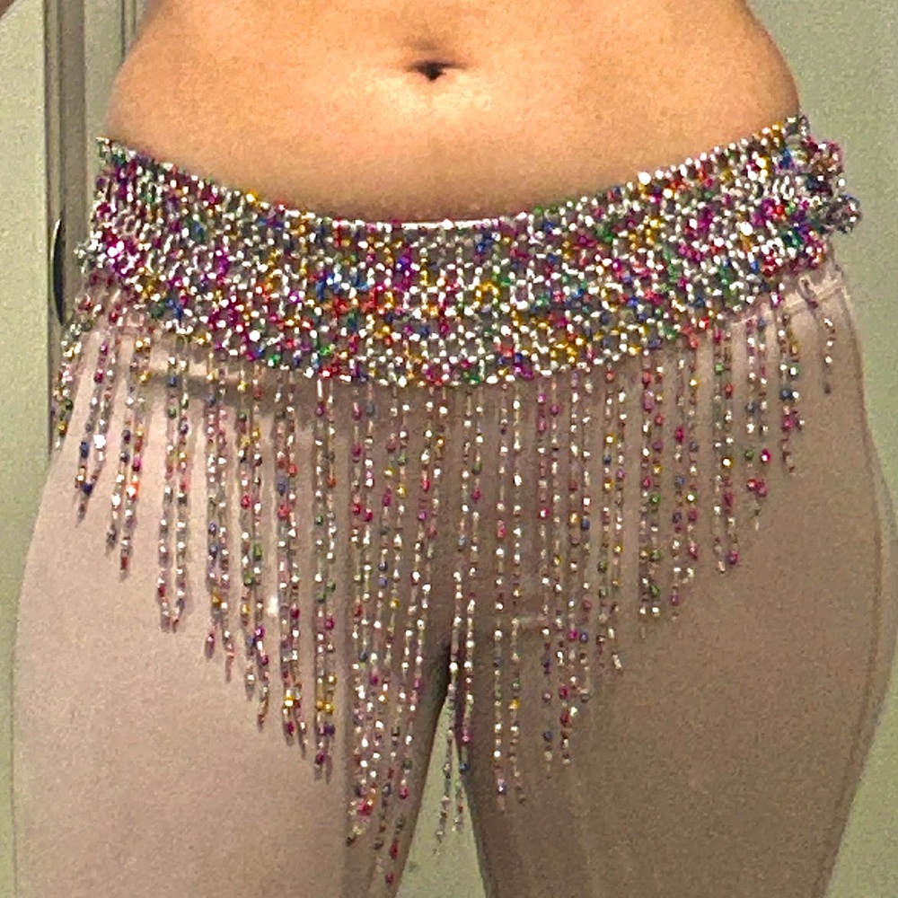 Colorful Beaded Fringe Belt